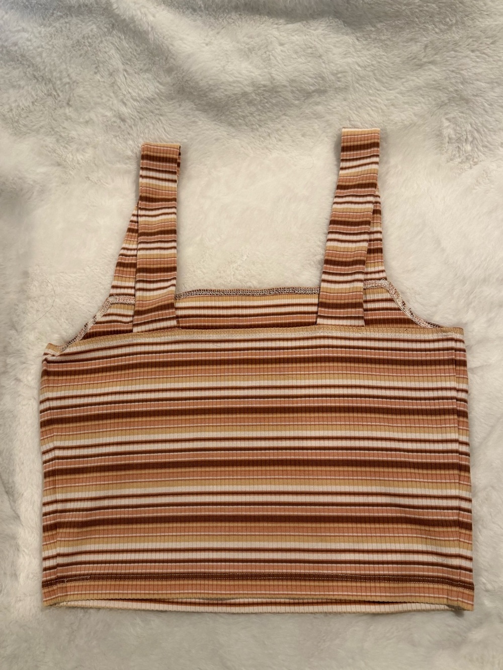 Striped Ribbed Square-Neck Crop Top - Picture 2 of 3